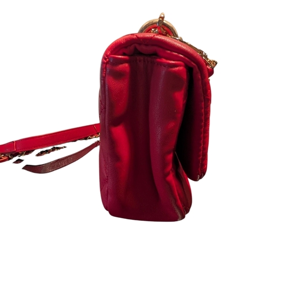 Badgley Mischka Red Quilted Clutch with Gold Chain
